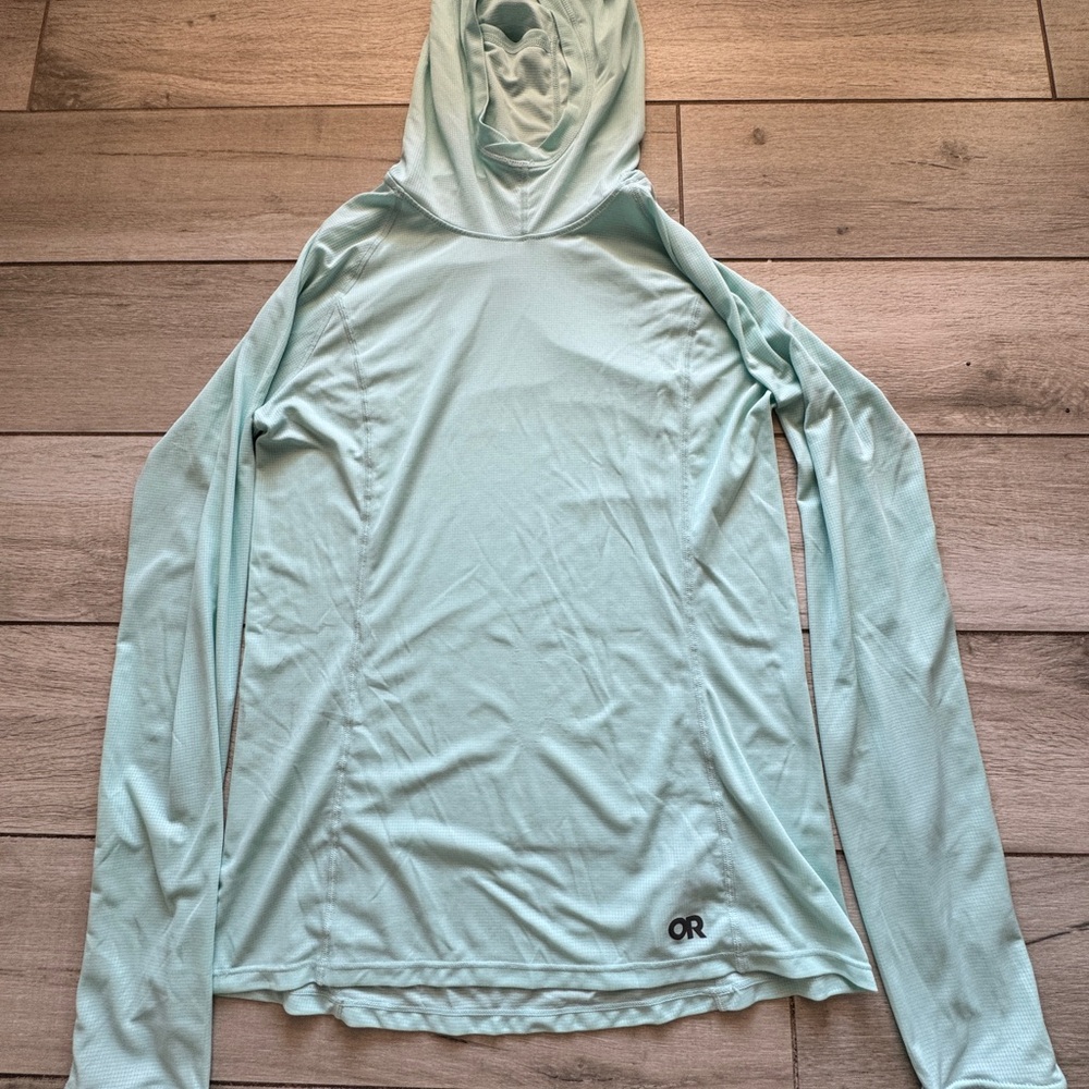 Outdoor research sun hoodie UG protection Light Blue Hooded Long Sleeve Shirt
